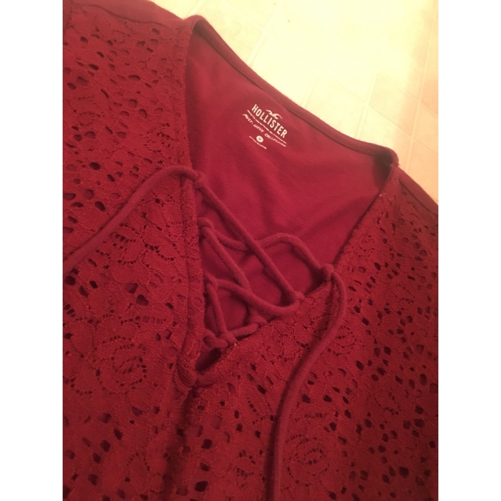 Hollister red lace long sleeve